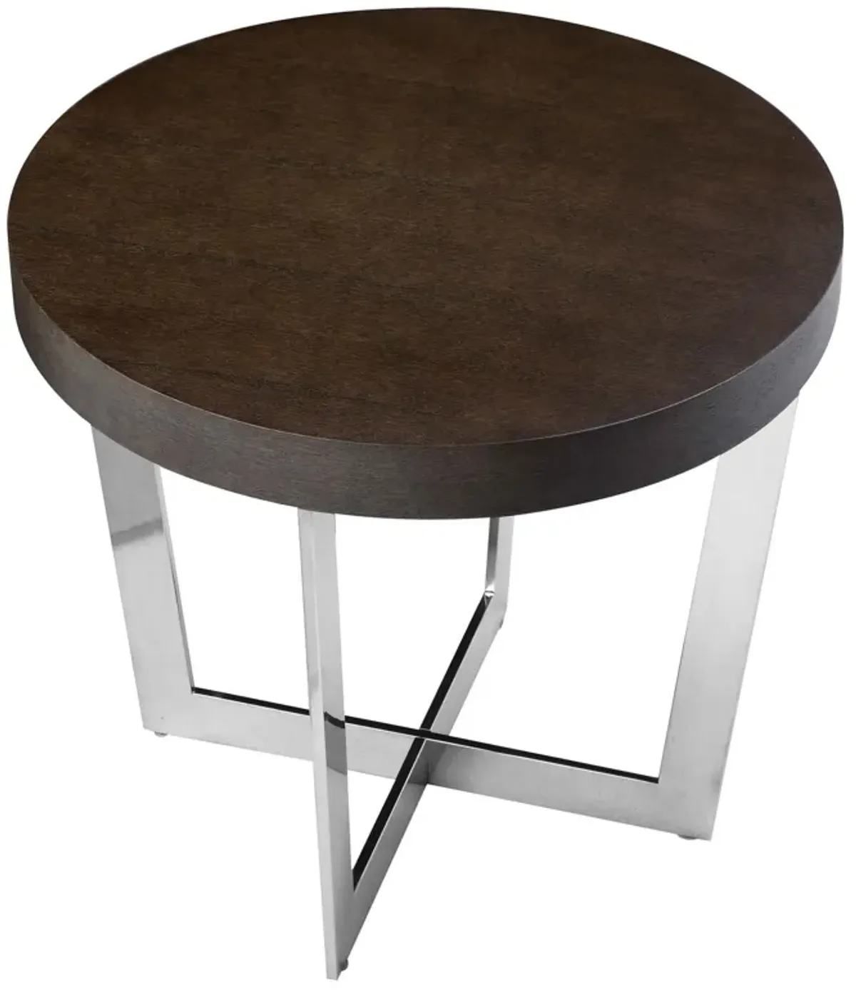 Tini 24 Inch Side End Table, Round Shaped Top, Metal Frame, Espresso Brown - Benzara