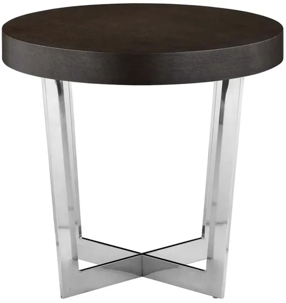 Tini 24 Inch Side End Table, Round Shaped Top, Metal Frame, Espresso Brown - Benzara