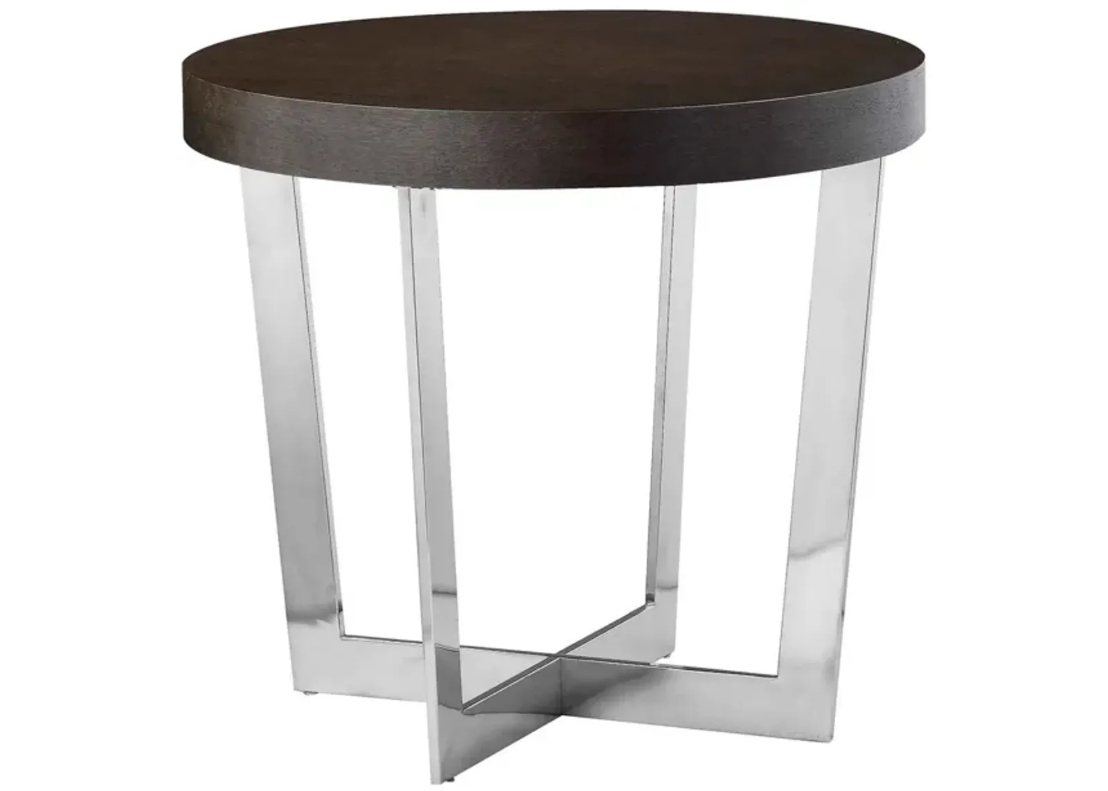 Tini 24 Inch Side End Table, Round Shaped Top, Metal Frame, Espresso Brown - Benzara