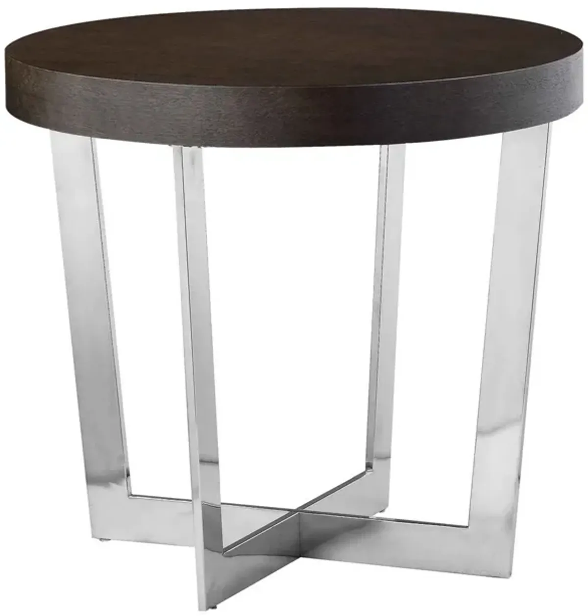 Tini 24 Inch Side End Table, Round Shaped Top, Metal Frame, Espresso Brown - Benzara