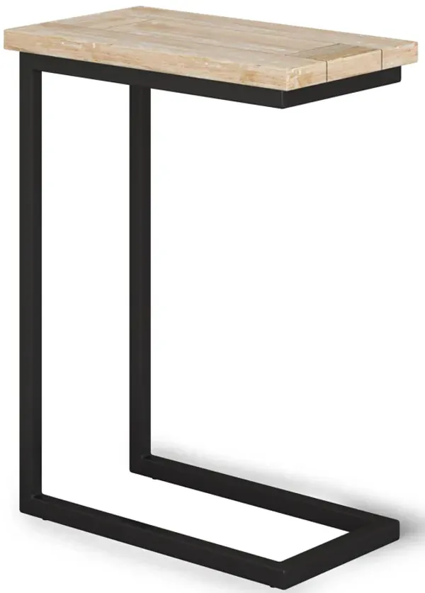 Skyler 18 inch Wide Solid Mango/Metal Industrial C Side Table in White Wash/Black, Assembled