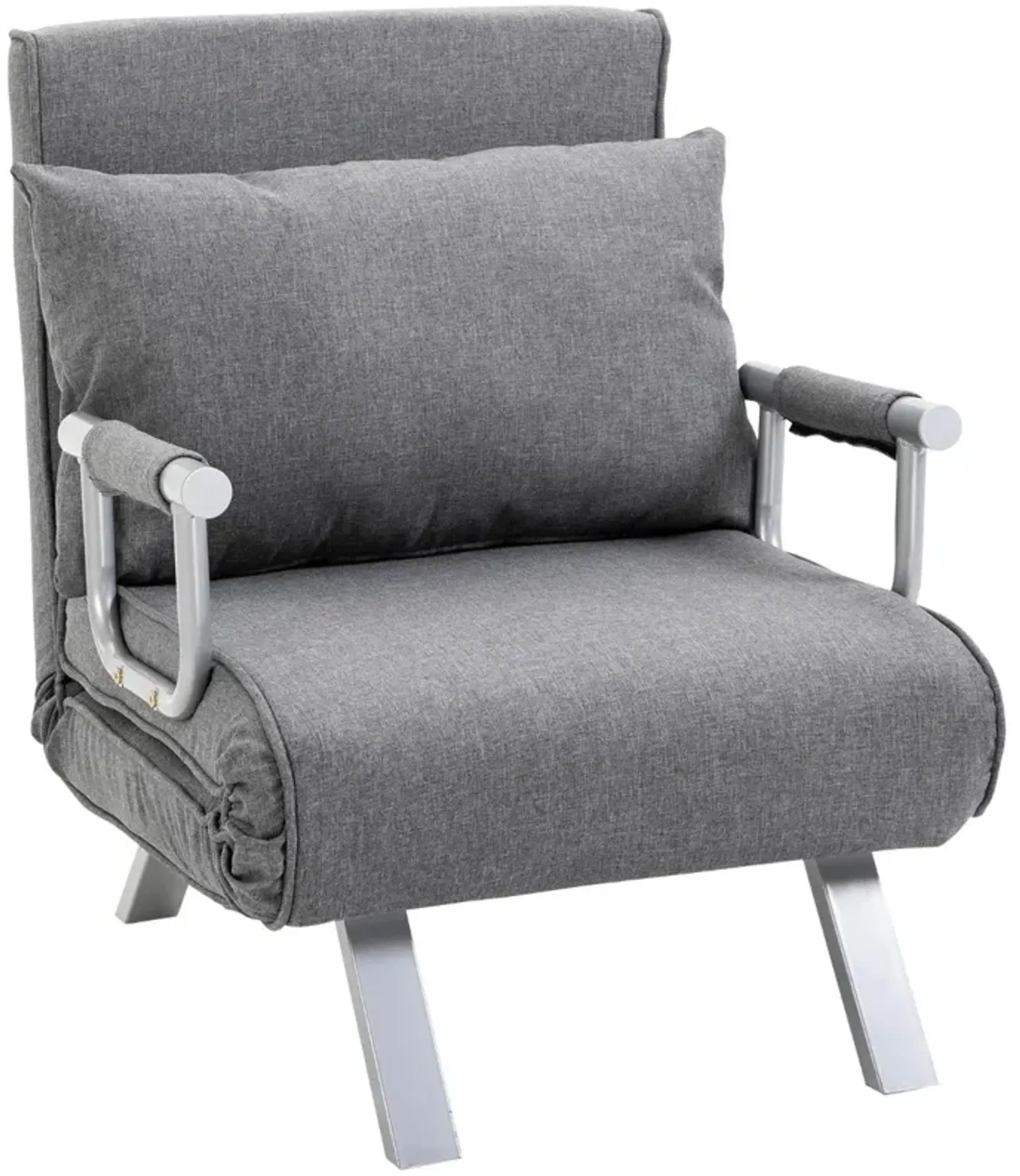 Light Grey Lounger: 5-Position Folding Convertible Sofa Bed