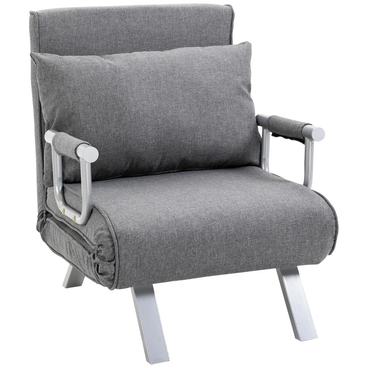 Light Grey Lounger: 5-Position Folding Convertible Sofa Bed