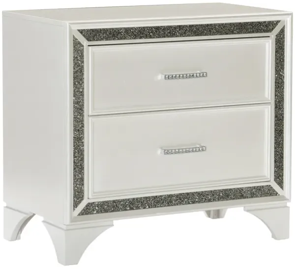 Streamdale Pearl Nightstand with Glitter Trim