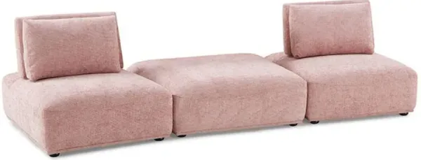 Stavan Modular 2 Seat Sofa, Ottoman, Pink Boucle, Adjustable Backs - Benzara