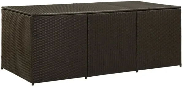 Outdoor Storage Box, Brown Rattan, 71 Inch Powder Coated Steel Frame - Benzara