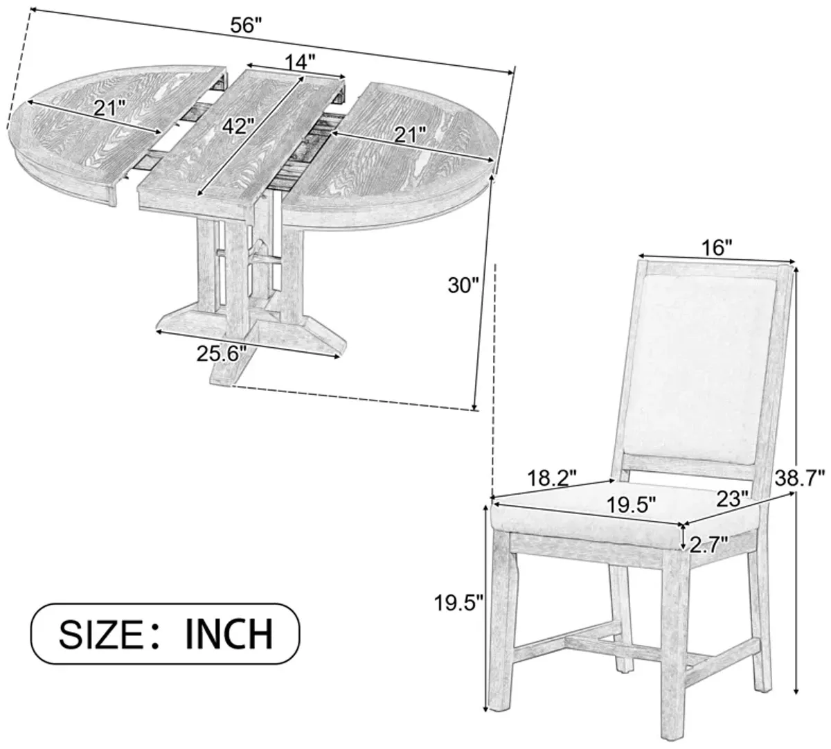 Merax 5-Piece Dining Set Extendable Round Table with Chairs