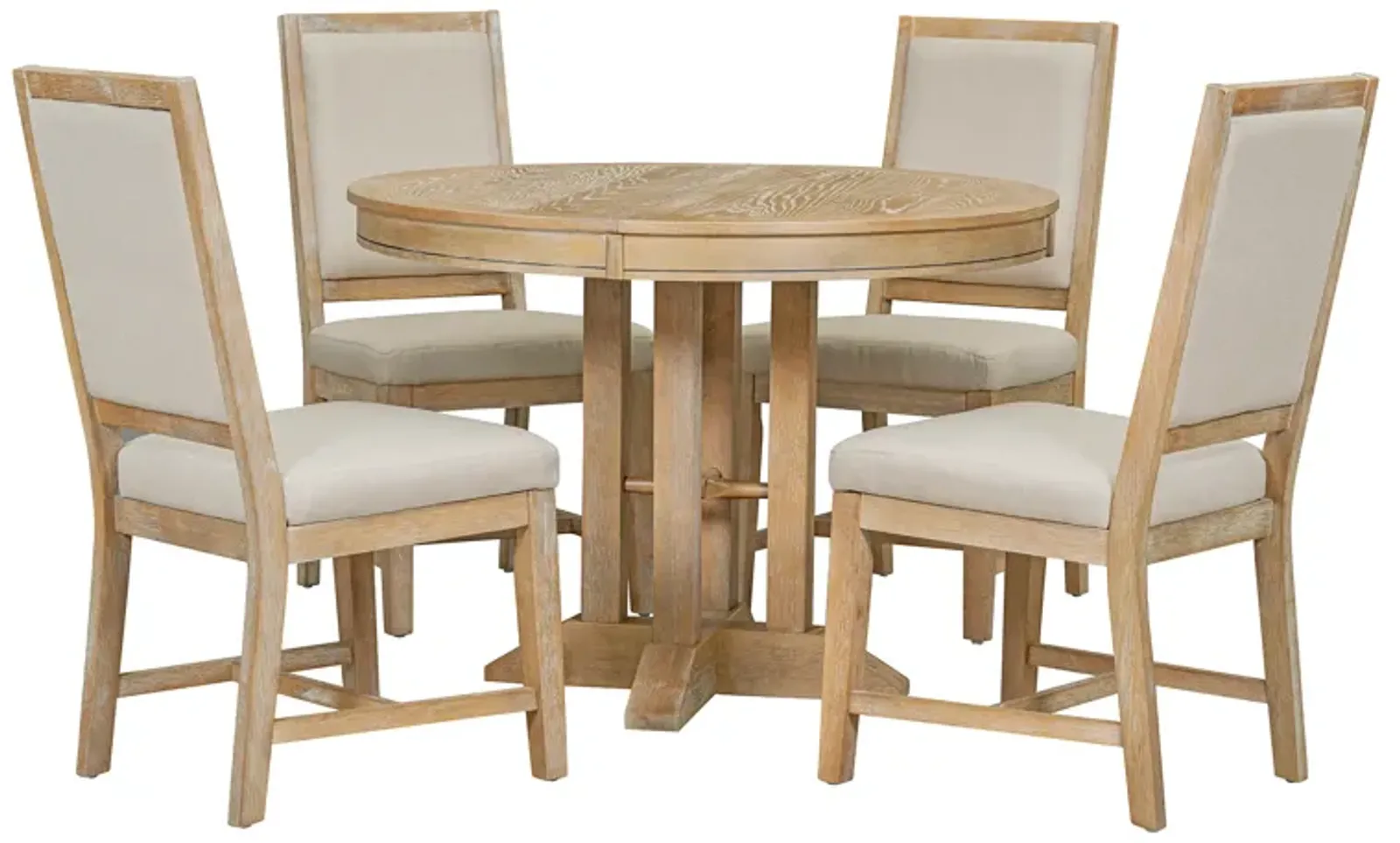 Merax 5-Piece Dining Set Extendable Round Table with Chairs