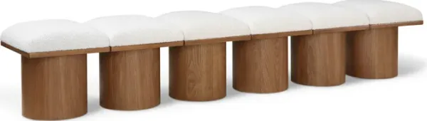 Meridian Furniture Pavilion Cream Boucle Fabric Bench