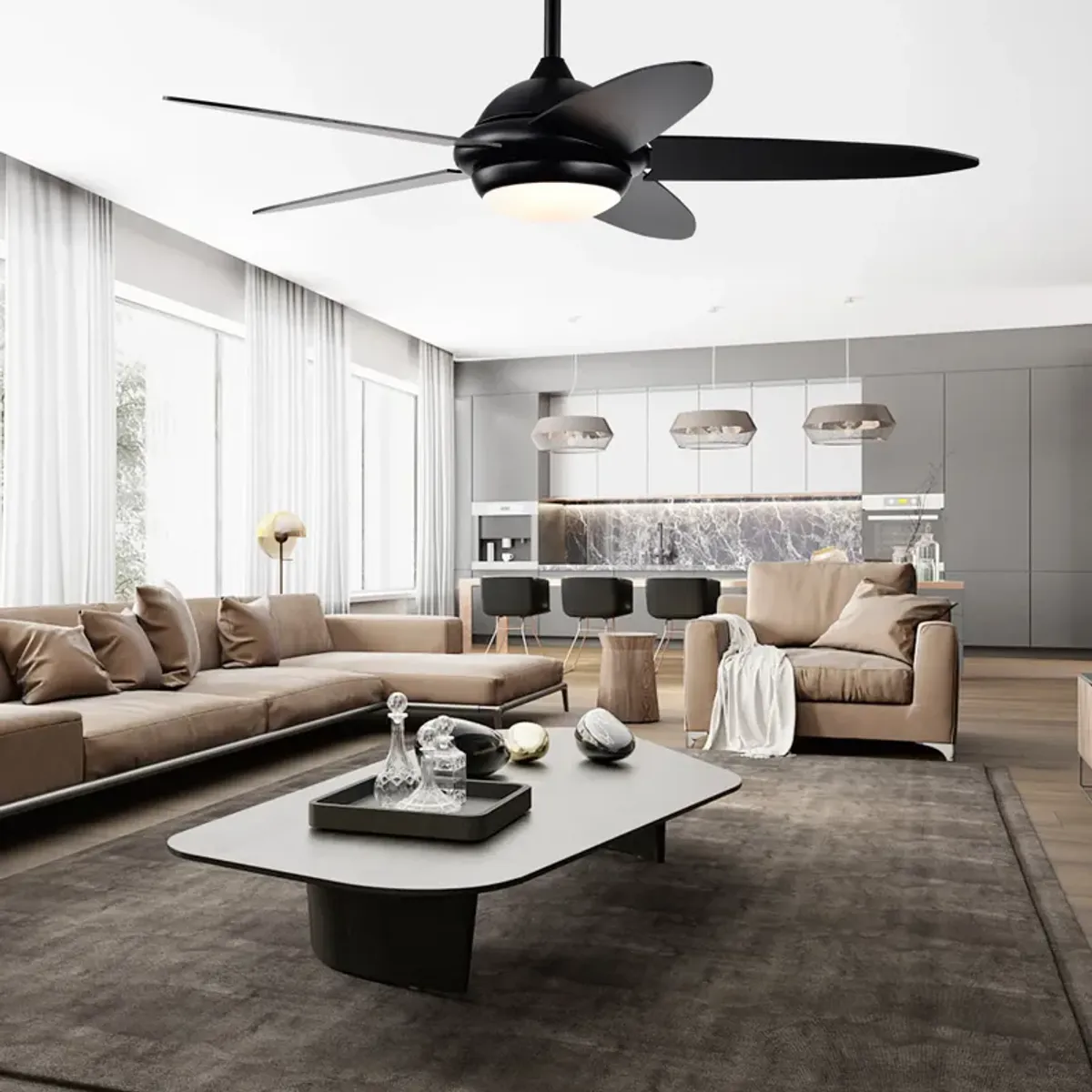 Ceiling Fan with Lights and 3 Color Modes for Adjustable Lighting