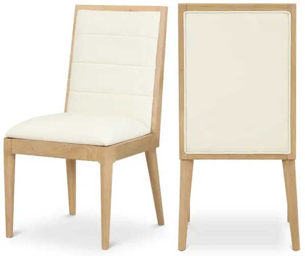 Meridian Furniture Bristol Cream Vegan Leather Dining Chair, Set of 2