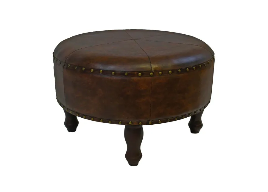 Large Round Faux Leather Stool