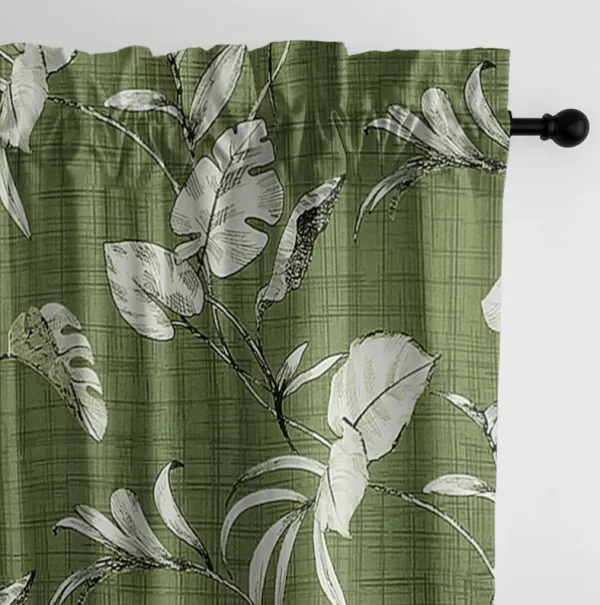 6ix Tailors Fine Linens Tropez Green Pole Top Drapery Panel Pair