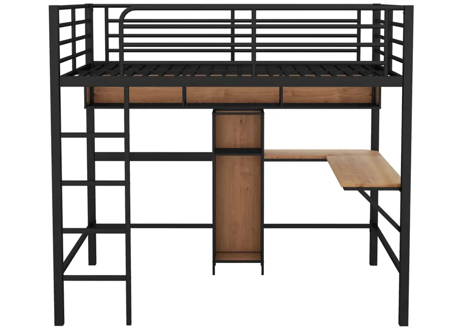 Merax Metal & Wood Loft Bed with L -shaped Desk