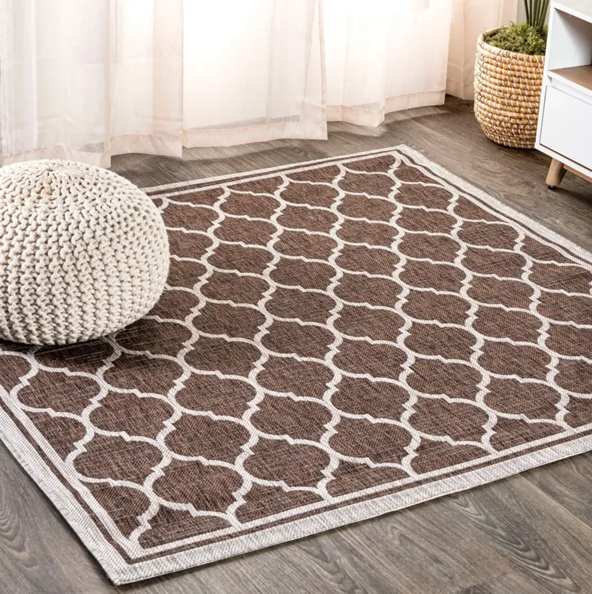 Trebol Moroccan Trellis Textured Weave Indoor/Outdoor Area Rug