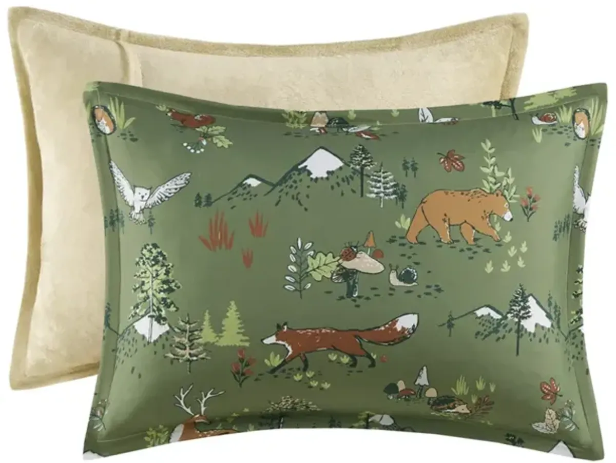 Gracie Mills Harvey Kids Forest Animals Plush Reversible Comforter Set