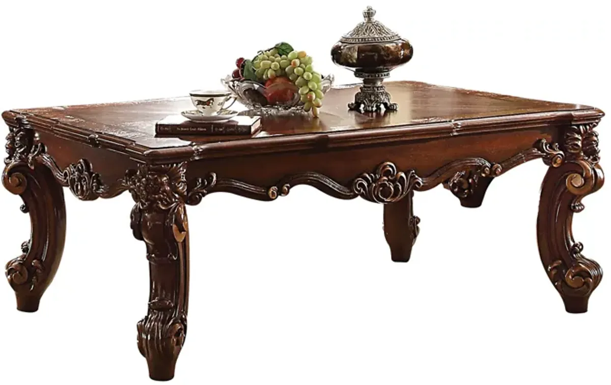 Yardlio Vendome II Coffee Table Cherry - Wooden Top, Scrolled Leg & Apron, Oversized Leg - 52.95 L x 35.63 W x 21.26 H