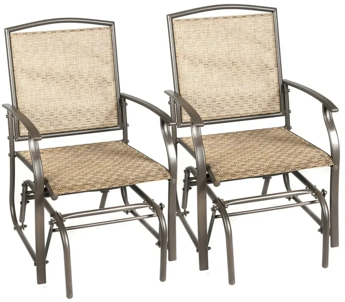 2 Pieces Patio Swing Single Glider Chair Rocking Seating