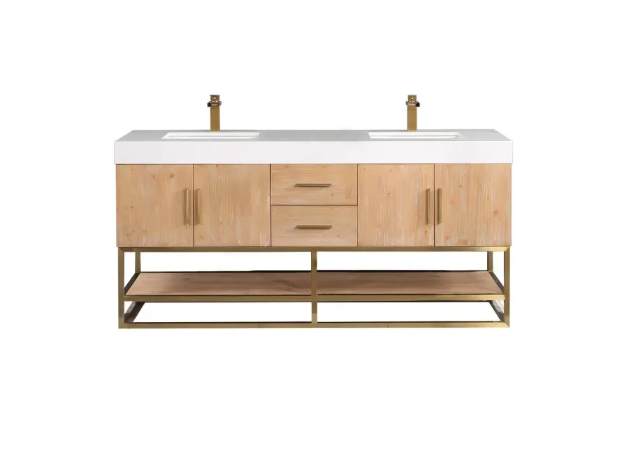 Altair 72 Double Bathroom Vanity in Light Brown awithout Mirror