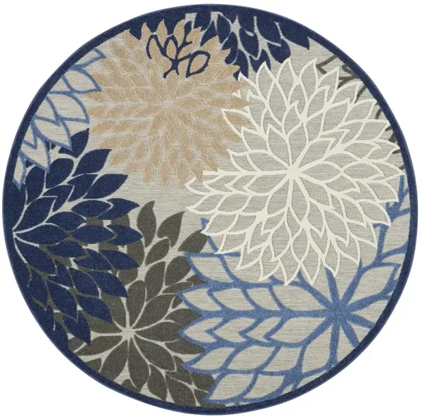 Aloha ALH05 Blue/Multicolor 5'3" x Round Rug