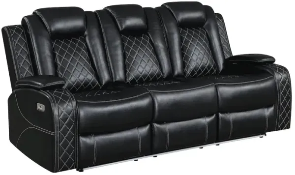 New Classic Furniture Orion II Faux Leather Power Sofa, Black
