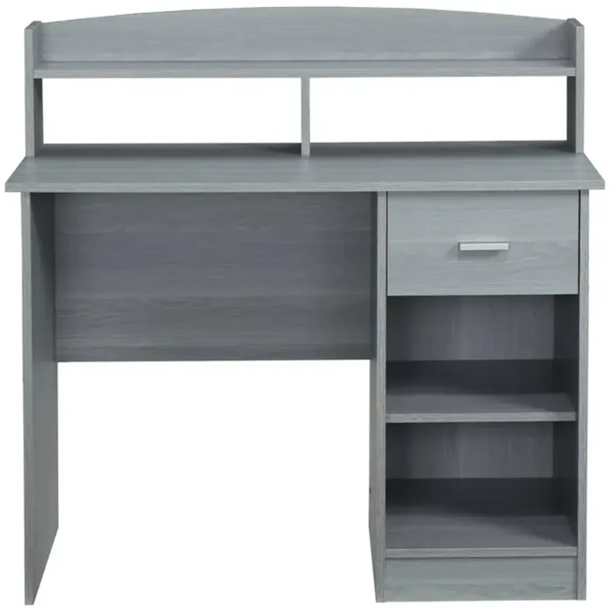 Techni Mobili Modern Office Desk with Hutch, Grey