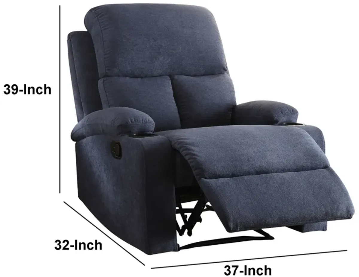 Rosia Comfy Recliner , Blue Linen-Benzara