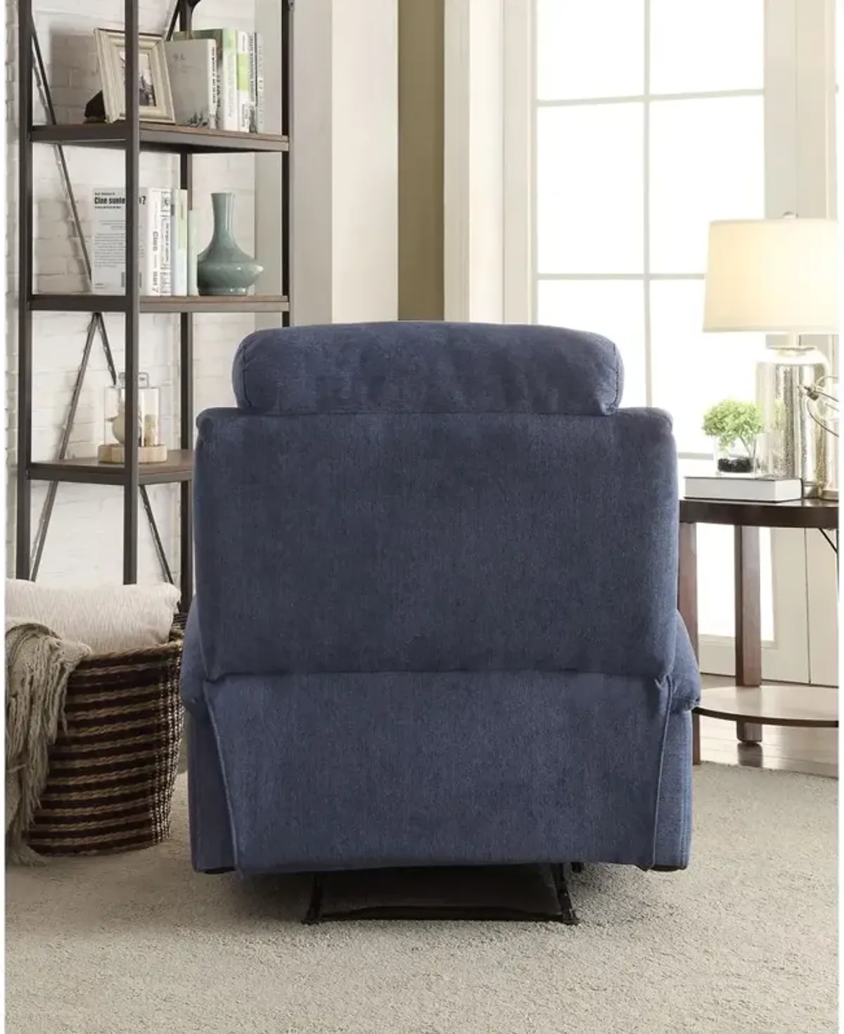 Rosia Comfy Recliner , Blue Linen-Benzara