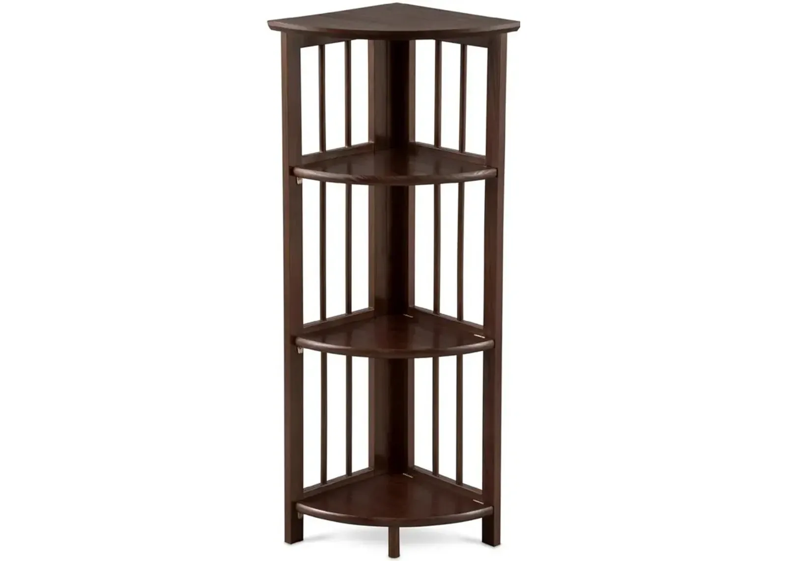 4-Shelf Corner Folding Bookcase - Truffle Brown