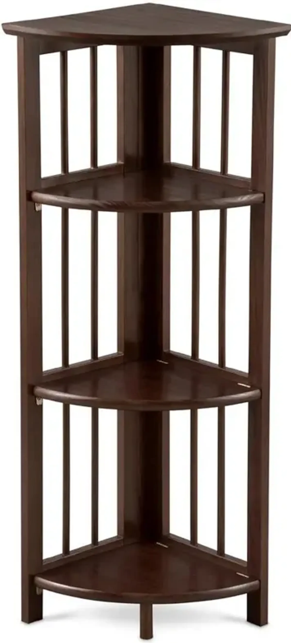 4-Shelf Corner Folding Bookcase - Truffle Brown