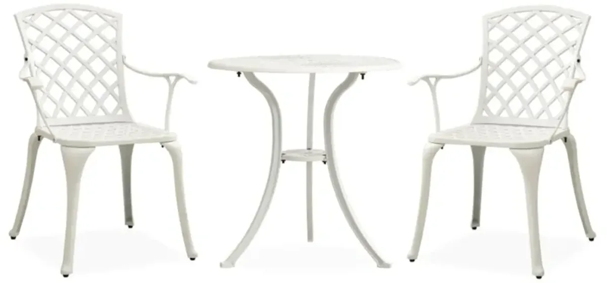 vidaXL 3 Piece Bistro Set Cast Aluminum White