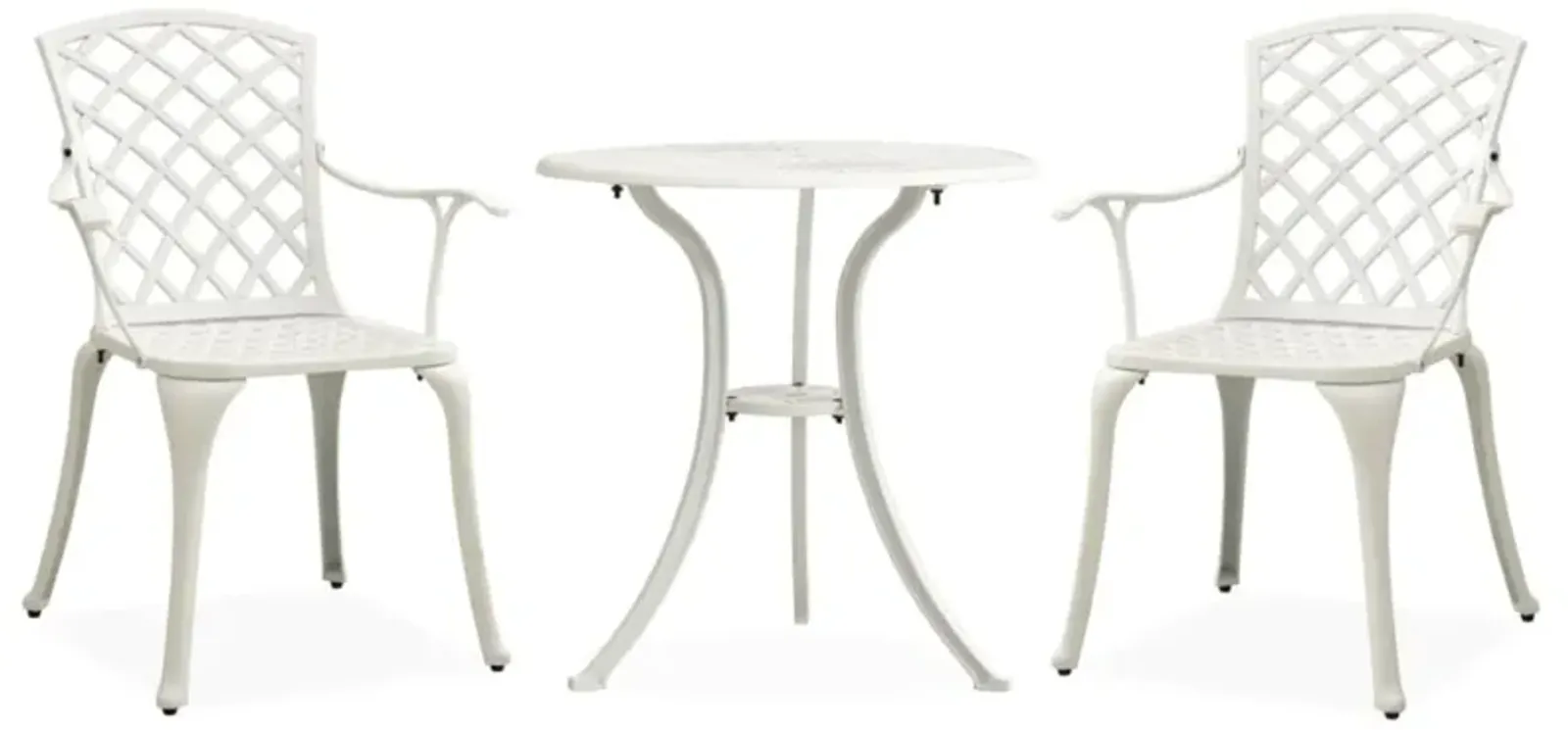 vidaXL 3 Piece Bistro Set Cast Aluminum White