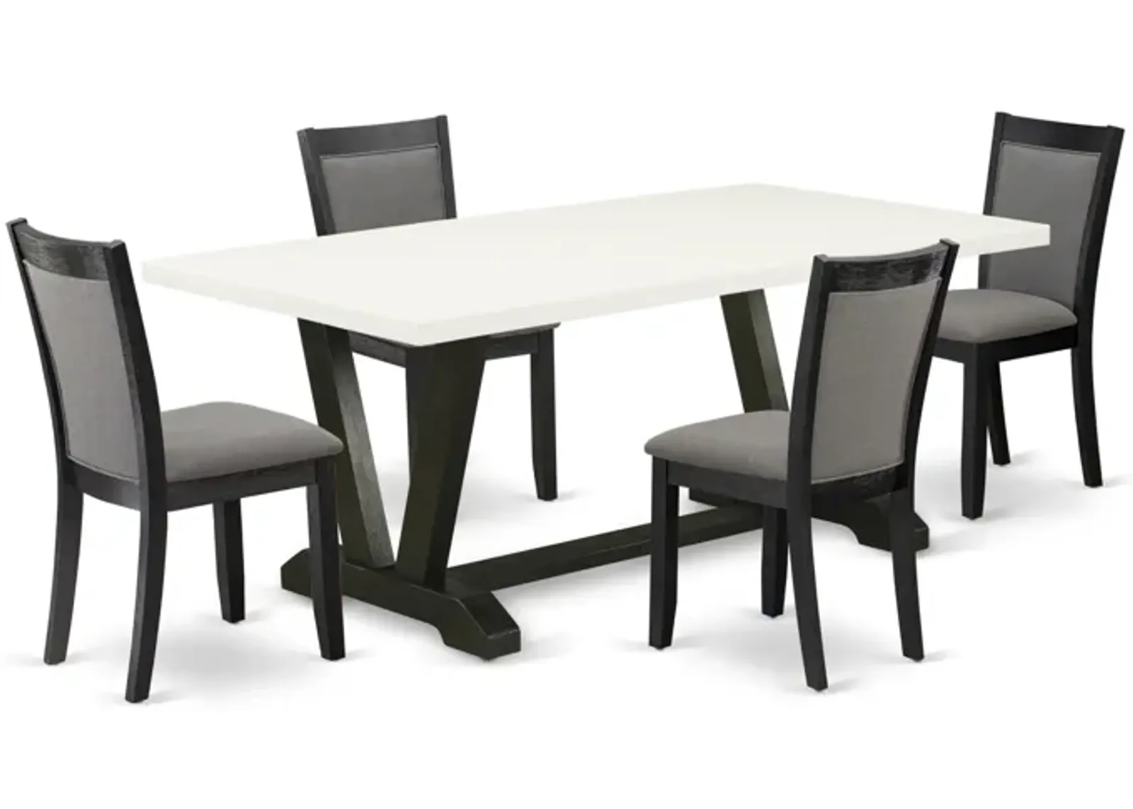 East West Furniture V627MZ650-5 5Pc Dinette Set - Rectangular Table and 4 Parson Chairs - Multi-Color Color