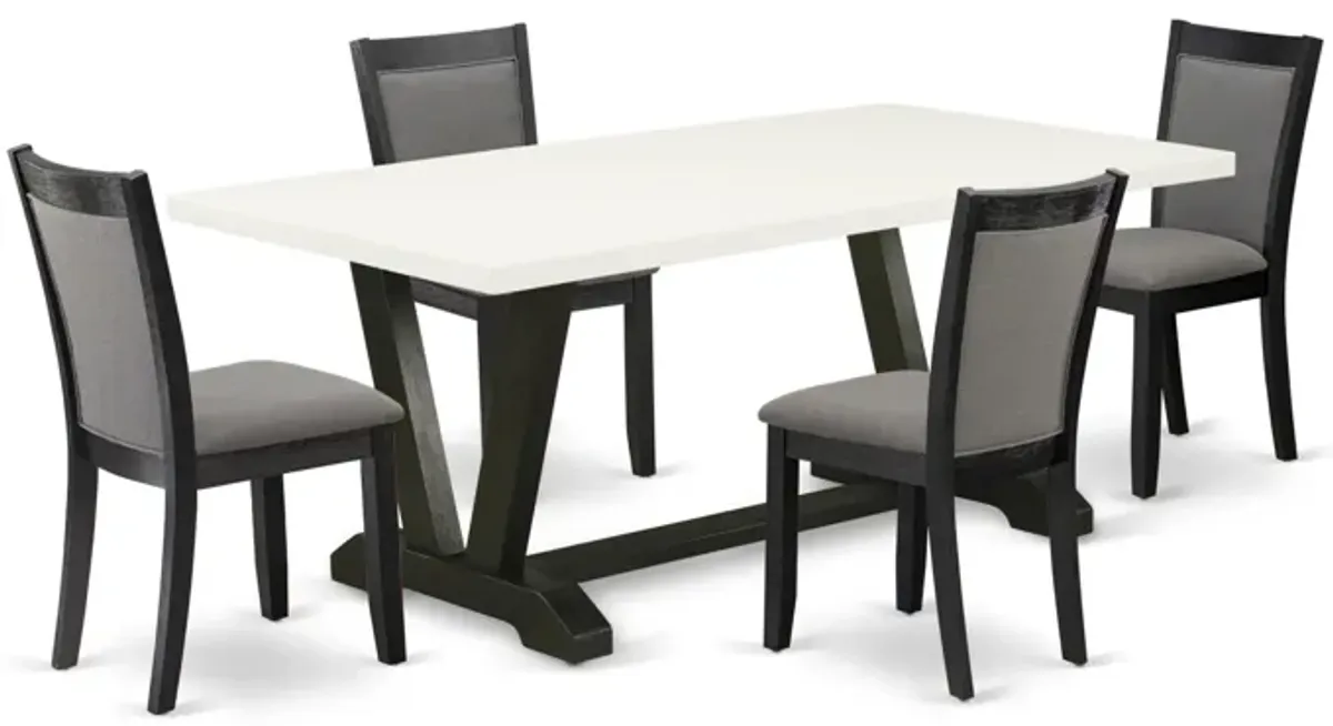 East West Furniture V627MZ650-5 5Pc Dinette Set - Rectangular Table and 4 Parson Chairs - Multi-Color Color