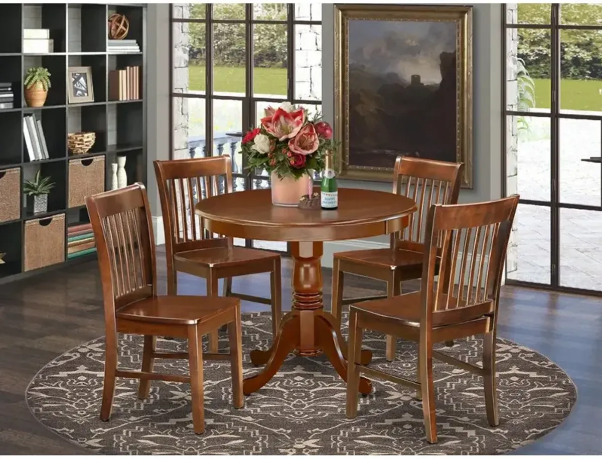 East West Furniture Dining Room Set Mahogany, ANNO5-MAH-W