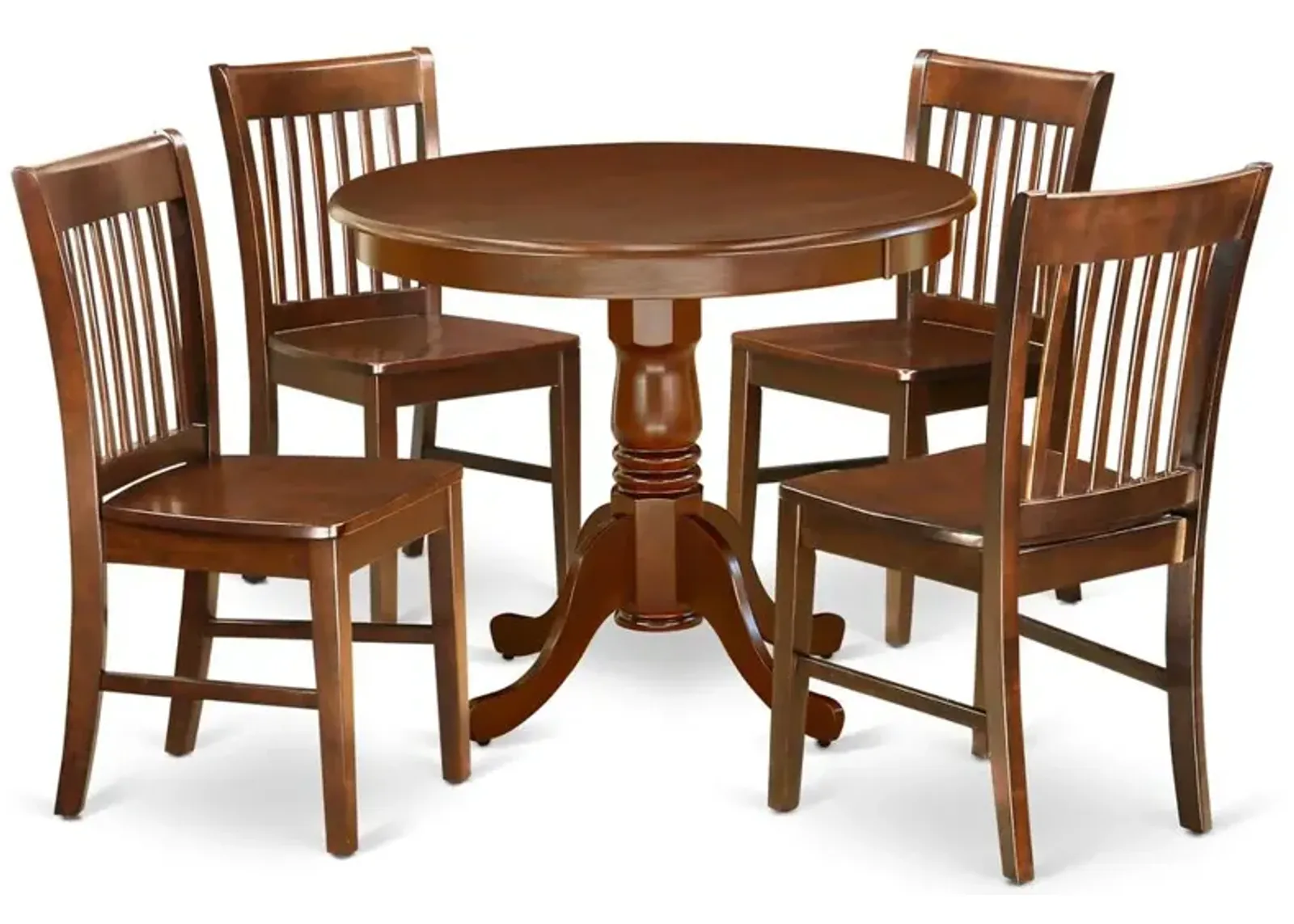 East West Furniture Dining Room Set Mahogany, ANNO5-MAH-W