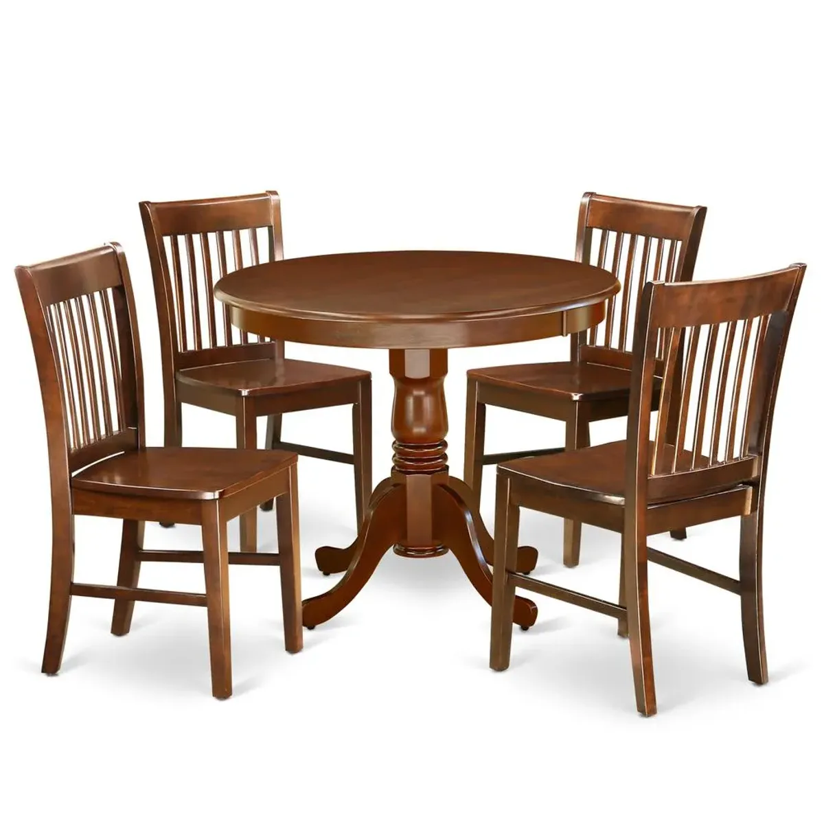 East West Furniture Dining Room Set Mahogany, ANNO5-MAH-W