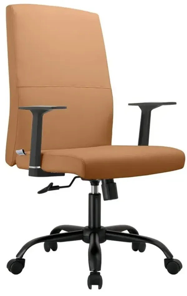 LeisureMod Evander Series Office Guest Chair in Acorn Brown Leather