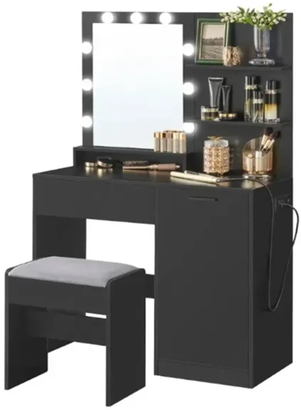 Vanity Desk with Mirror and Lights