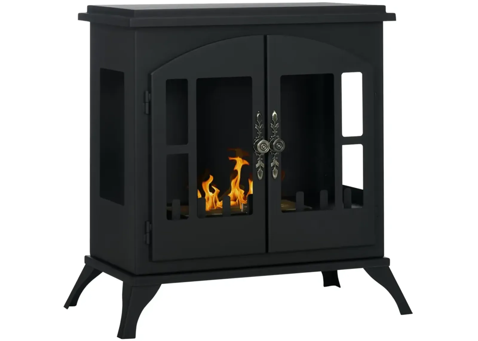 Black Ethanol Fireplace: Freestanding Stove, 3-Hour Burn Time