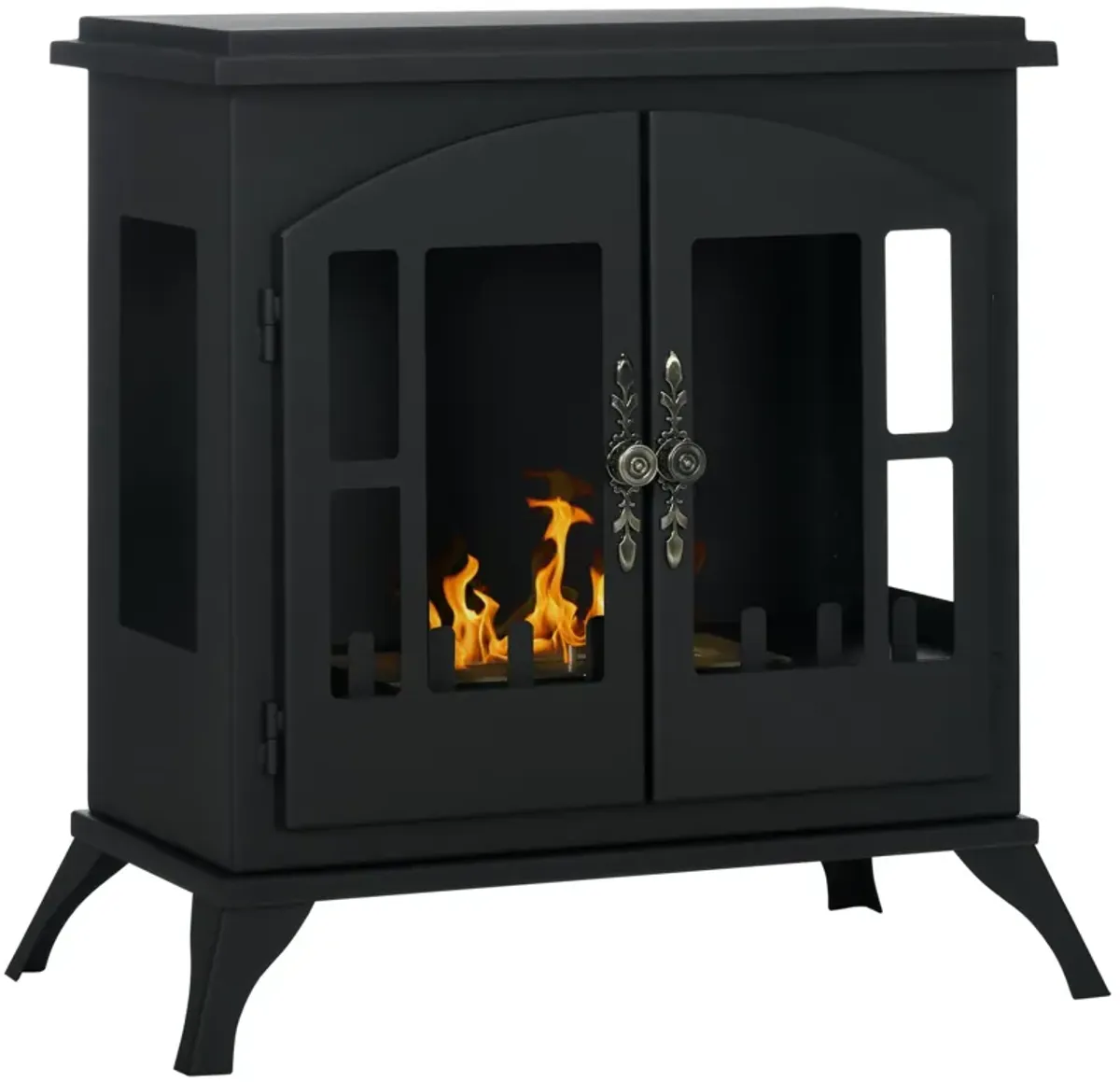 Black Ethanol Fireplace: Freestanding Stove, 3-Hour Burn Time