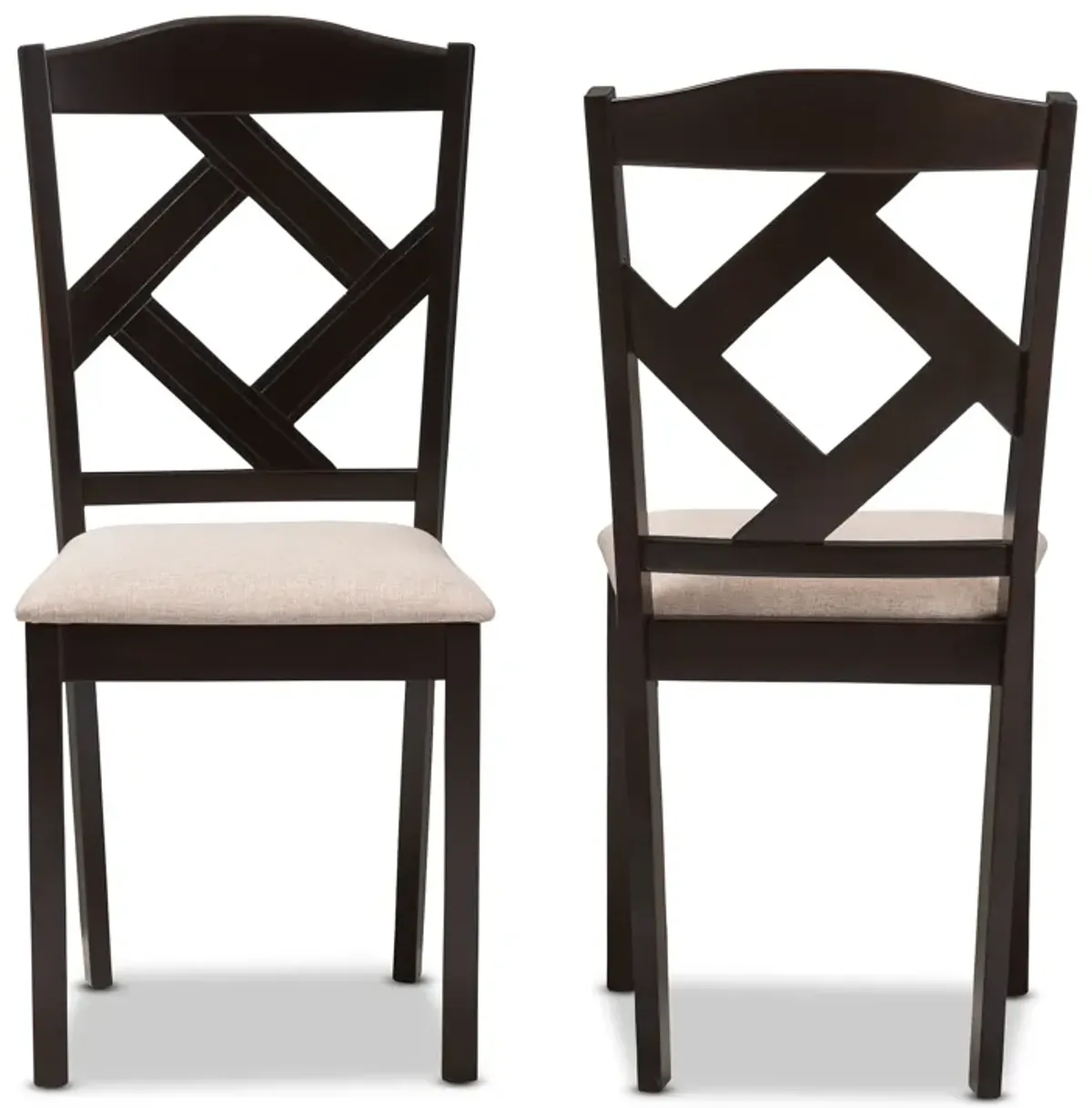 Baxton Studio Ruth Modern Grey Fabric Upholstered Dining Chairs Set of 2