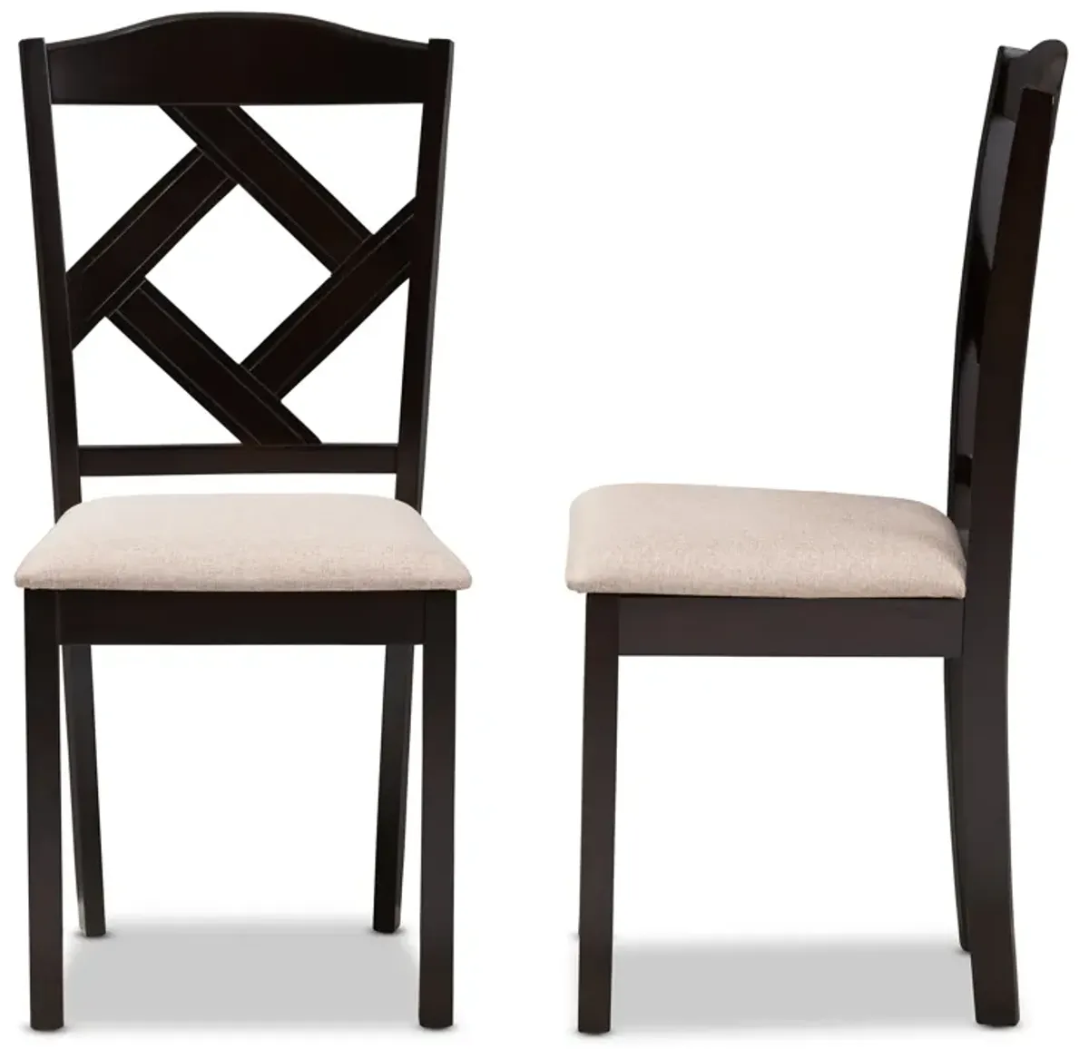 Baxton Studio Ruth Modern Grey Fabric Upholstered Dining Chairs Set of 2