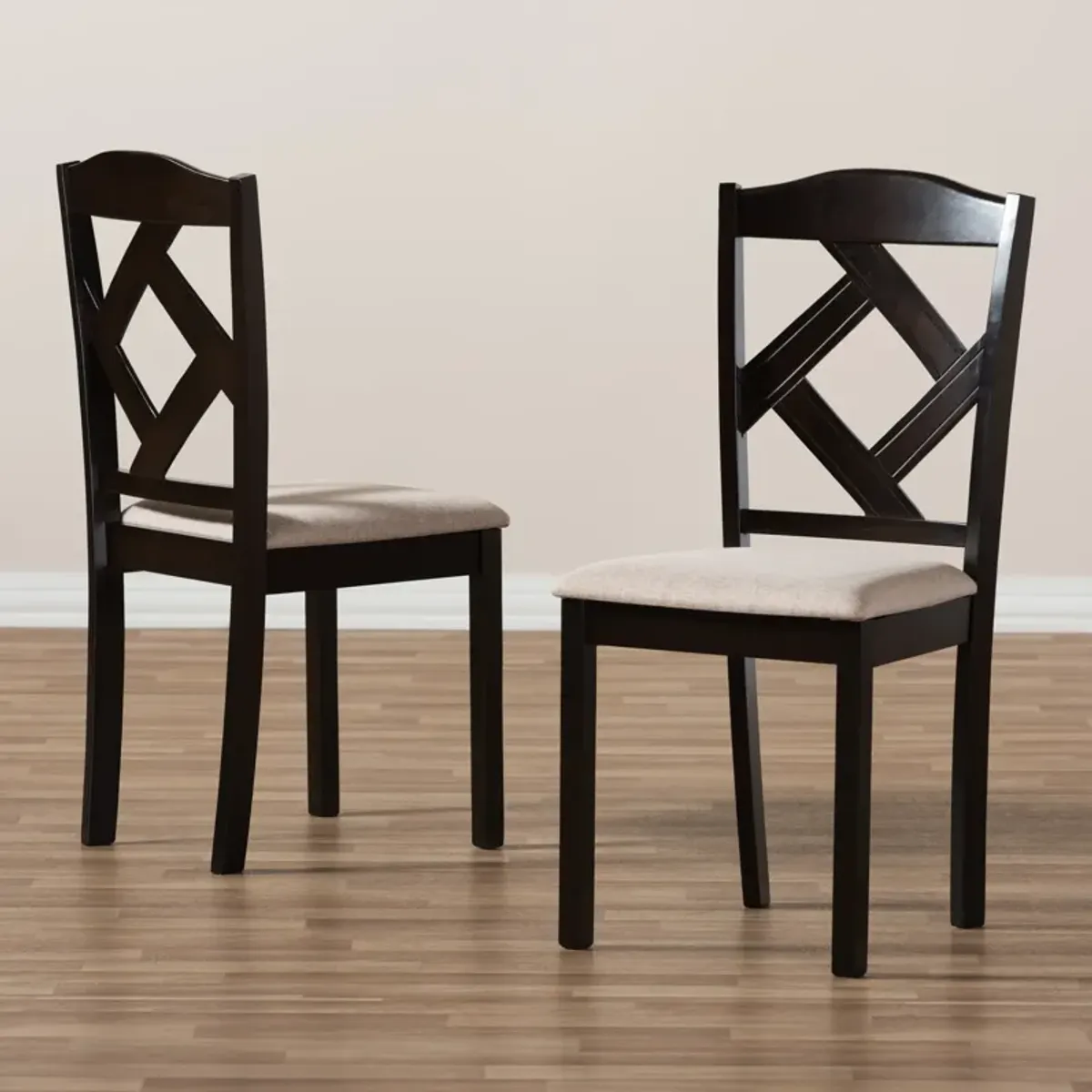 Baxton Studio Ruth Modern Grey Fabric Upholstered Dining Chairs Set of 2