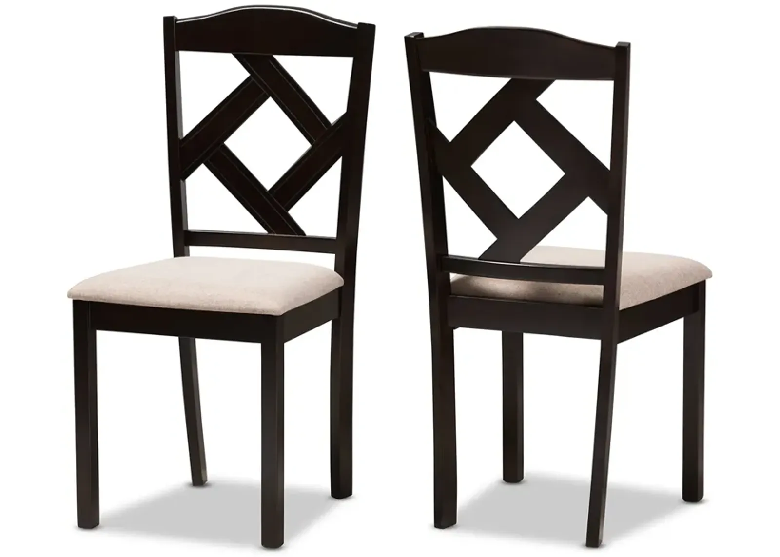 Baxton Studio Ruth Modern Grey Fabric Upholstered Dining Chairs Set of 2