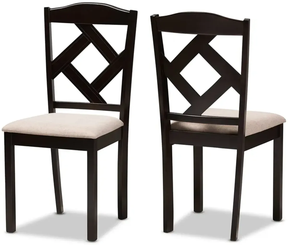 Baxton Studio Ruth Modern Grey Fabric Upholstered Dining Chairs Set of 2