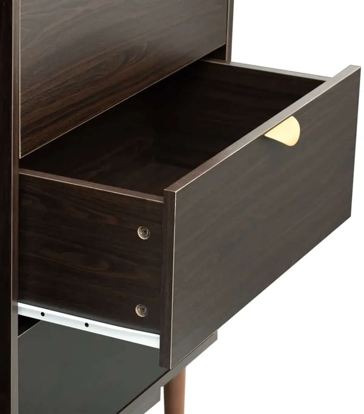 Featured Two-door Storage Cabinet With Three Drawers, Brown