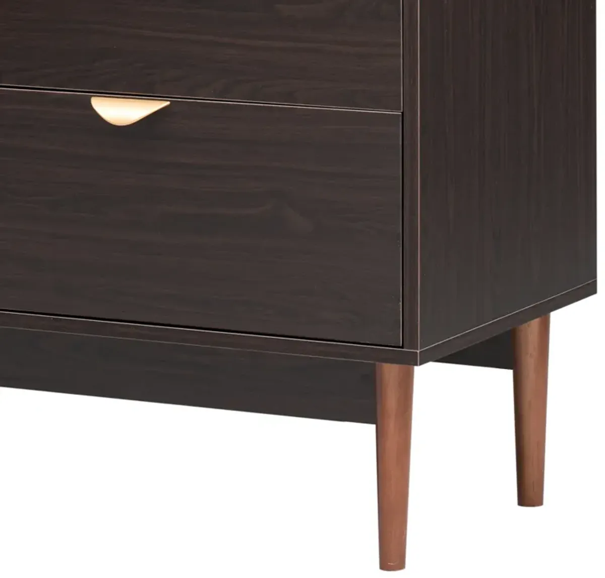 Featured Two-door Storage Cabinet With Three Drawers, Brown