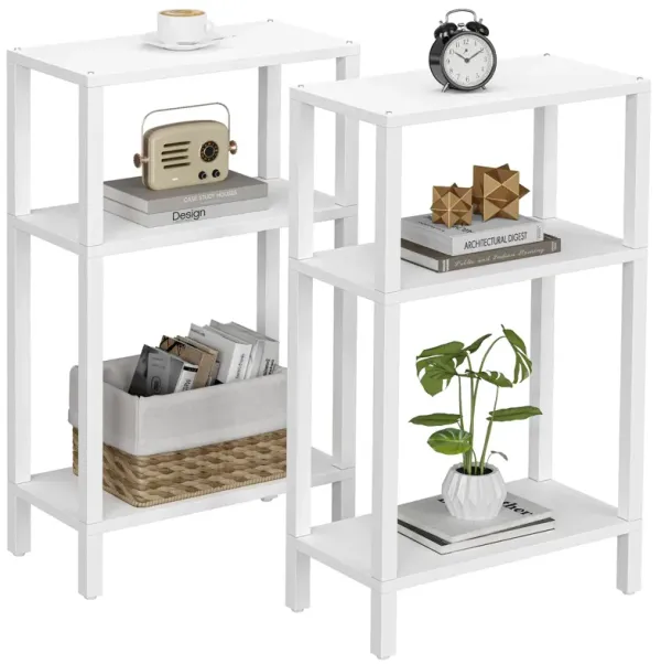 TUTOTAK Small Side Table, Narrow End Table, Skinny Sofa Table, Slim Nightstand, Couch Table, Living Room, Bed Room, White TB01BW