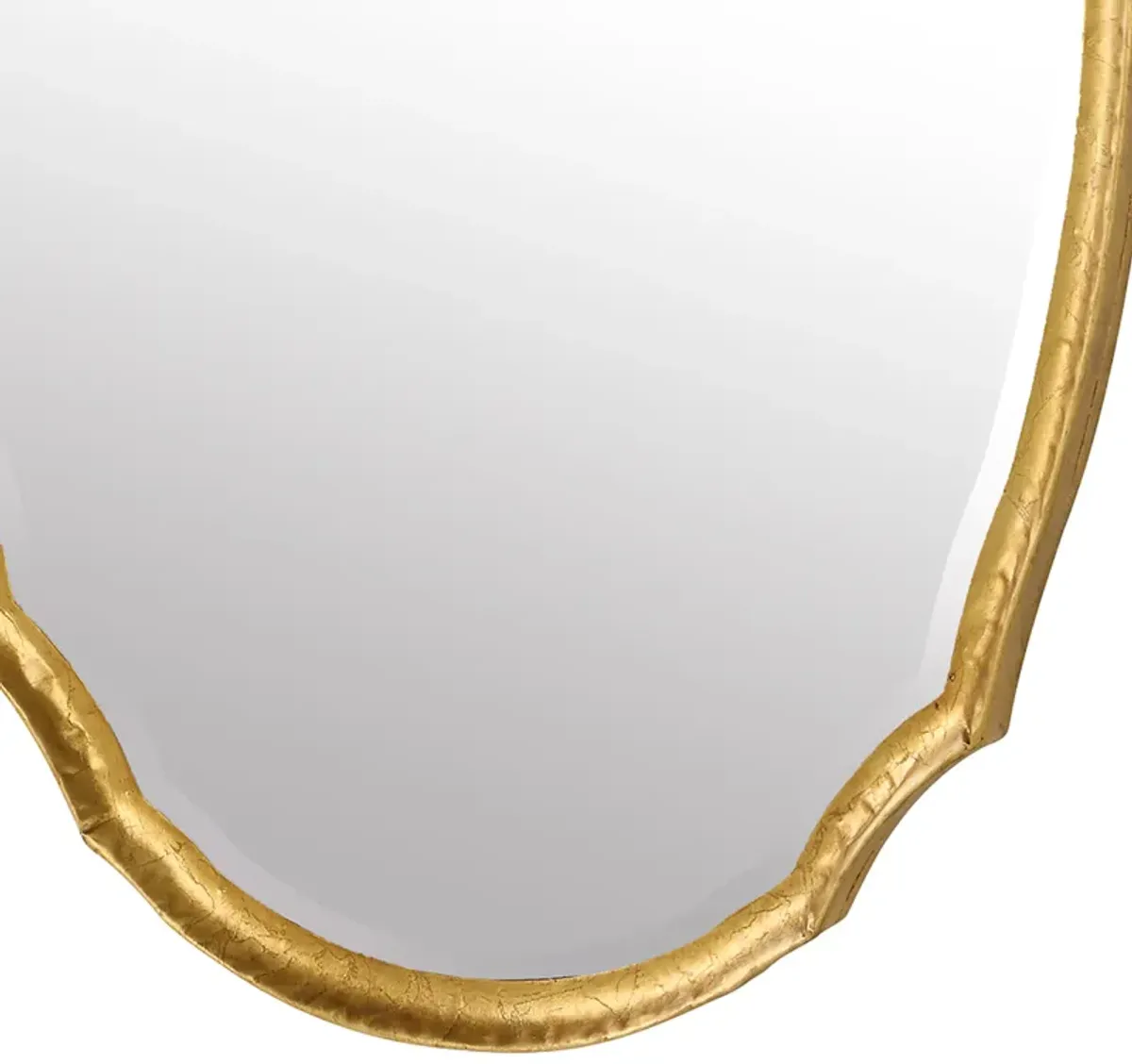 36 Inch Wood Wall Mirror, Oval Shape, Concave Surface, Gold-Benzara